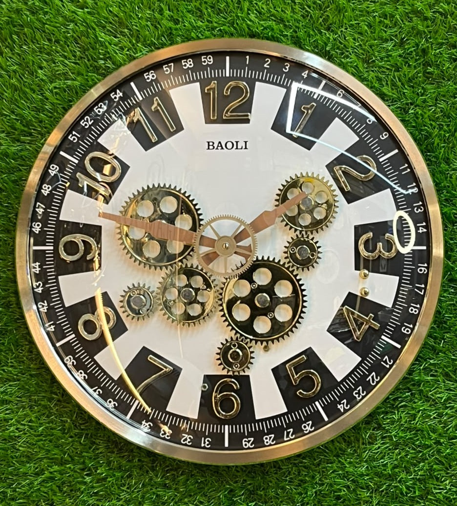 BAOLI Industrial Moving Gear Wall Clock with Minute Track Border