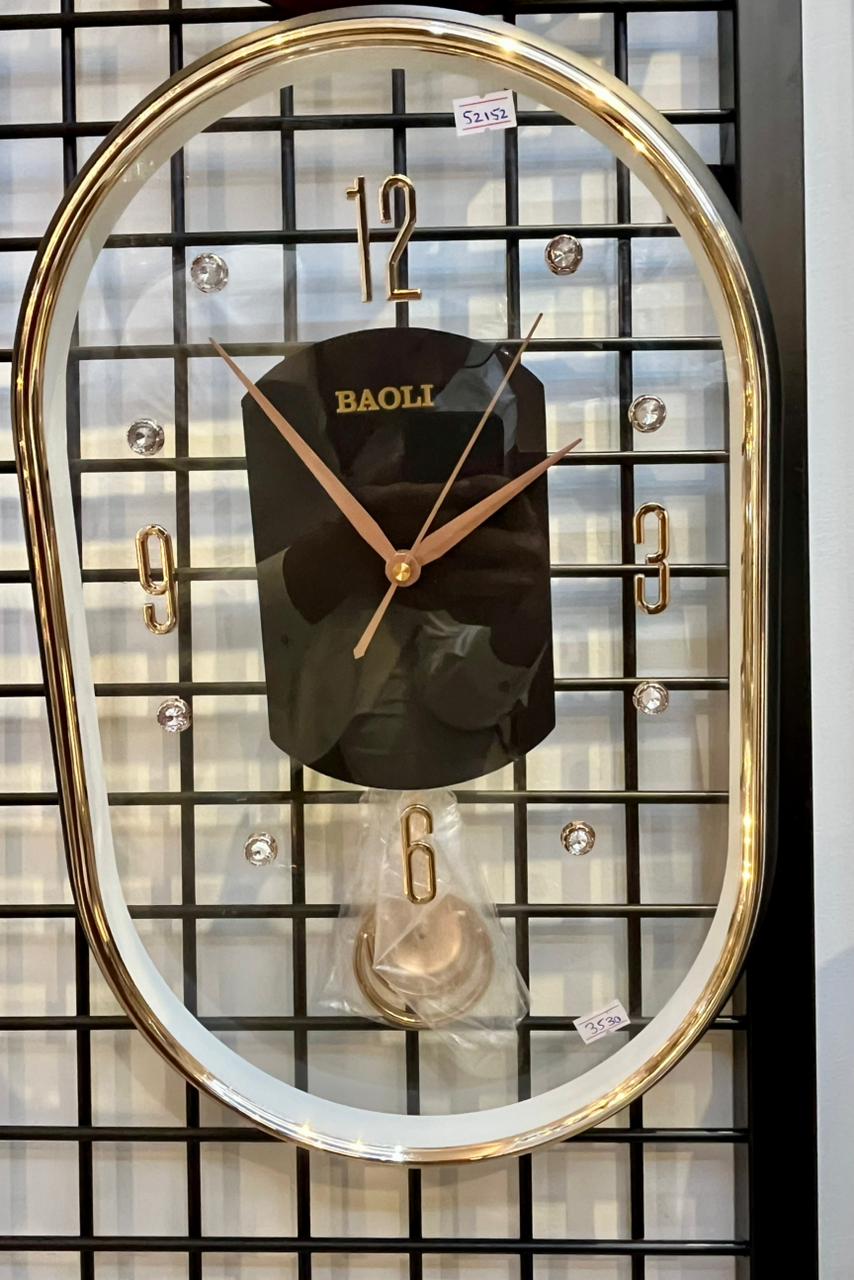 Category 12- Modern Oval Pendulum Wall Clock | Crystal Accented Dial