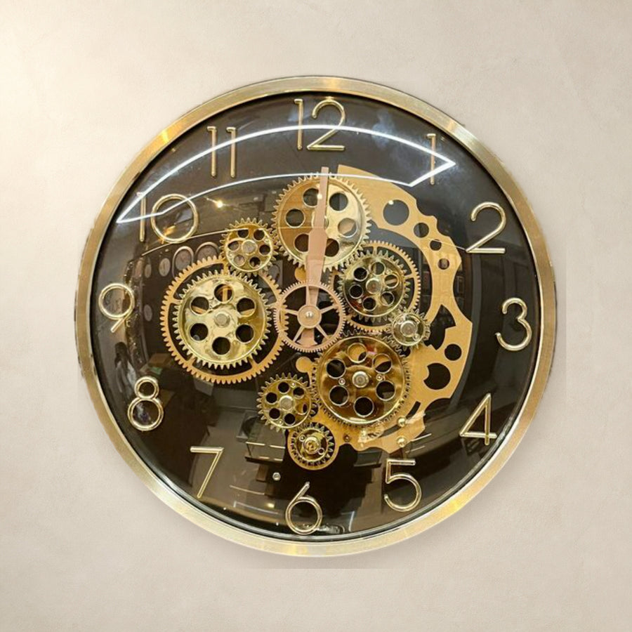 Modern Skeleton Moving Gear Wall Clock | Transparent Casing