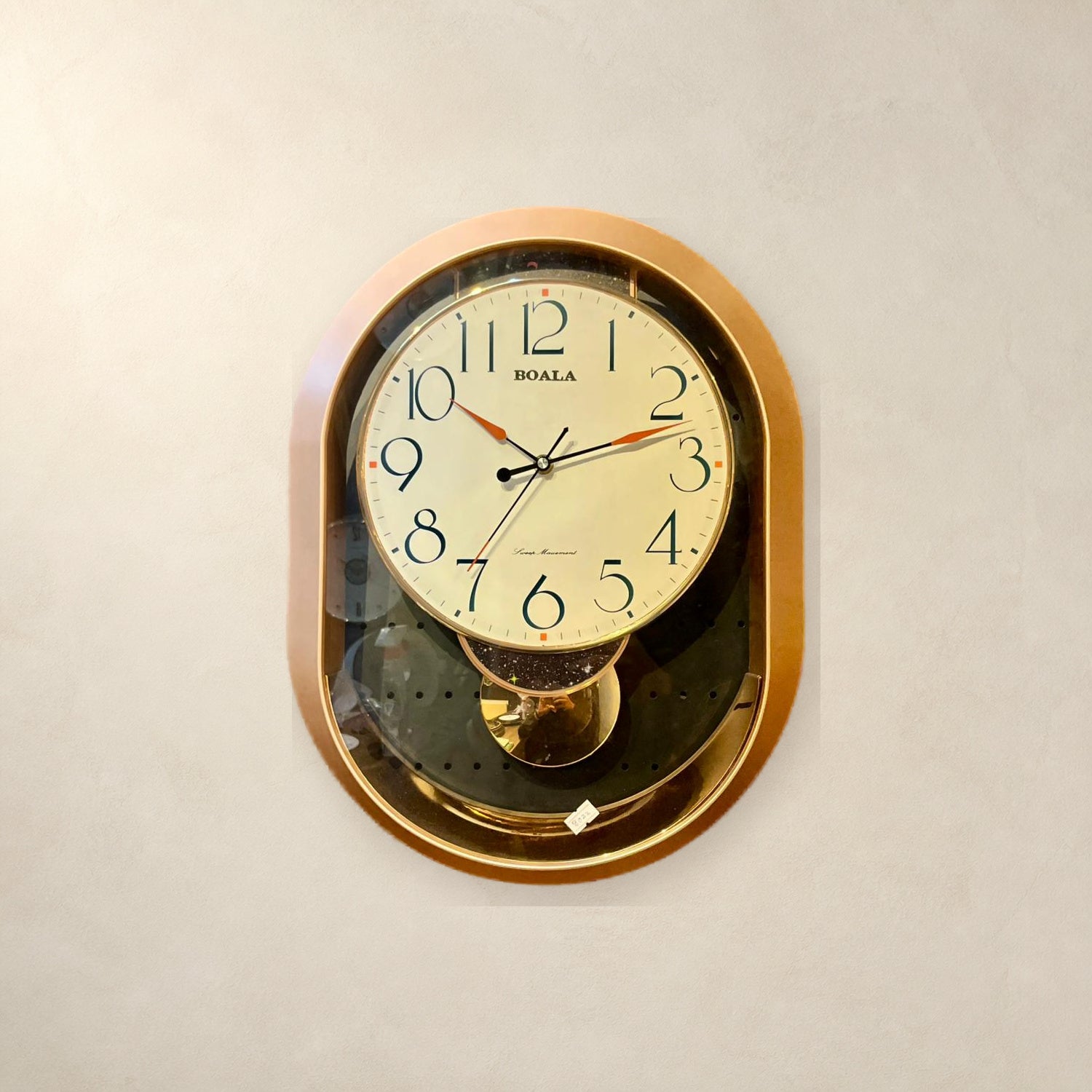 BOALA Oval Decorative Pendulum Wall Clock with Silent Sweep Movement