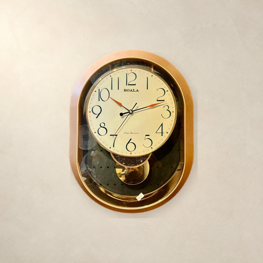 BOALA Oval Decorative Pendulum Wall Clock with Silent Sweep Movement