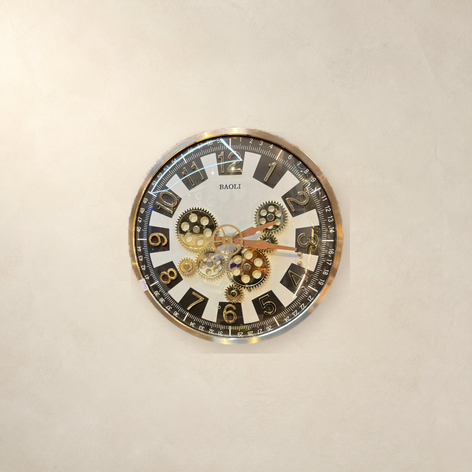BAOLI Industrial Moving Gear Wall Clock with Minute Track Border