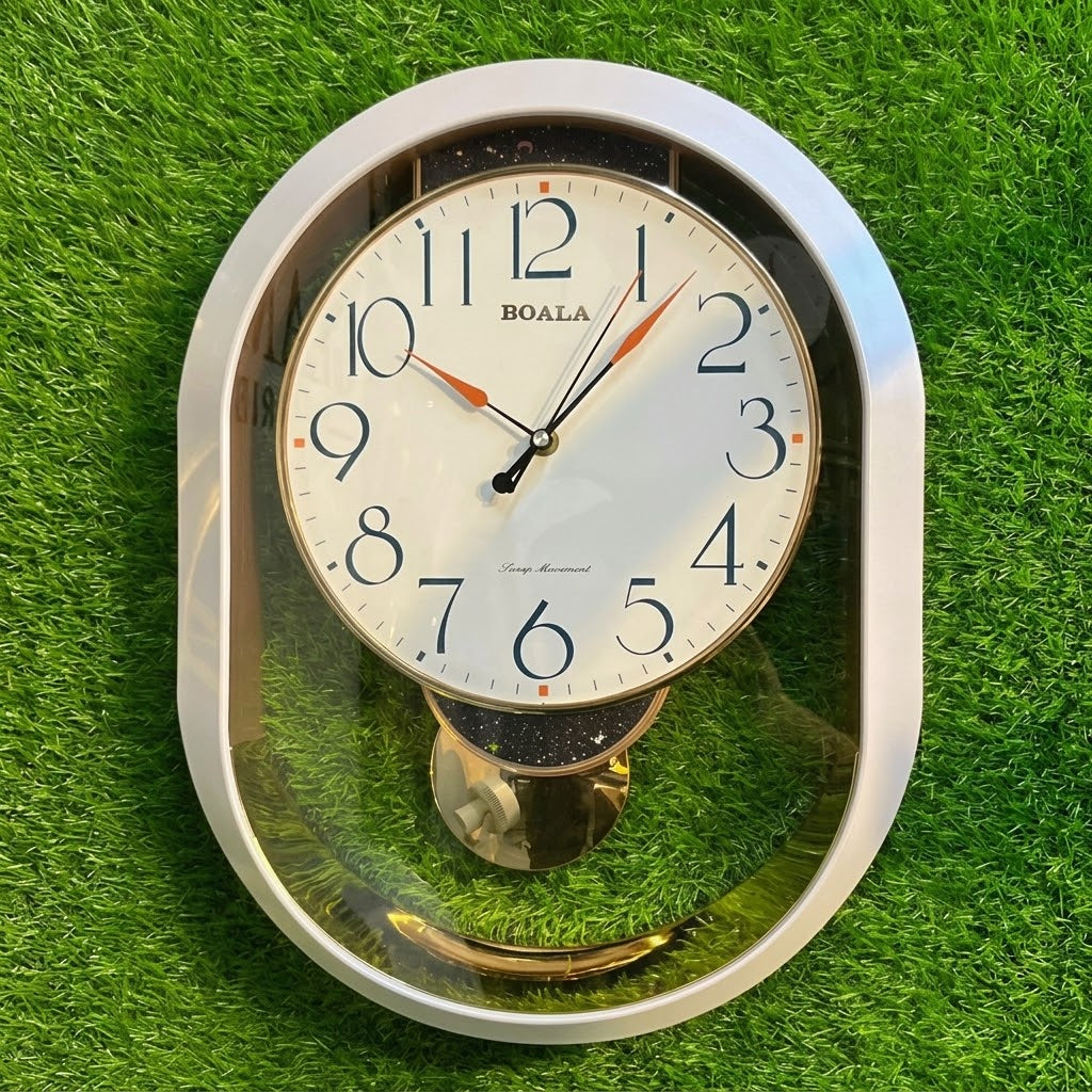 BOALA Oval Decorative Pendulum Wall Clock with Silent Sweep Movement