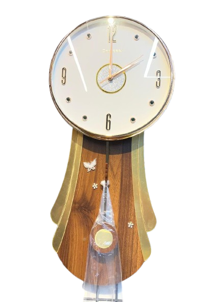 Category 7- Modern Pendulum Wall Clock with Crystal Accents – Elegant Nature-Inspired Decor