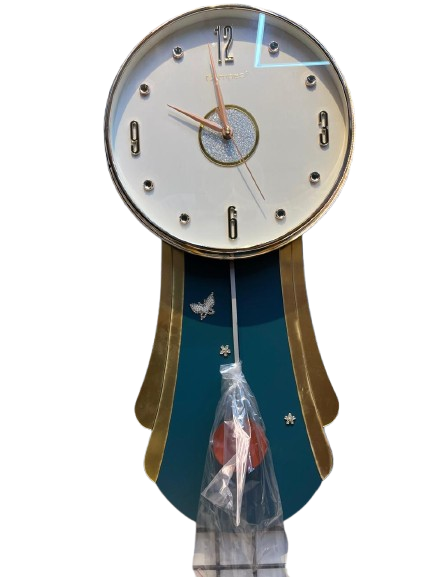 Category 7- Modern Pendulum Wall Clock with Crystal Accents – Elegant Nature-Inspired Decor