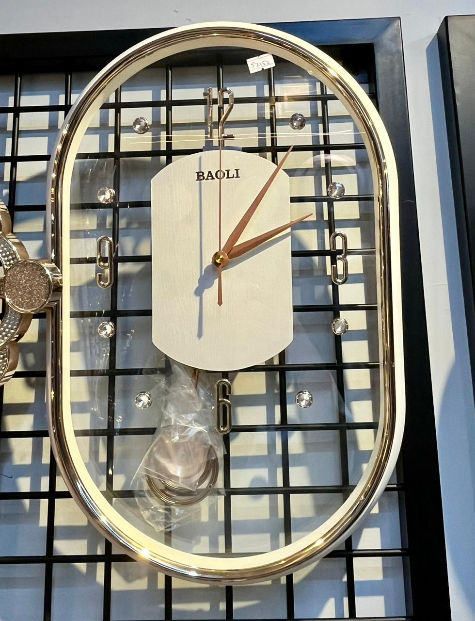 Category 12- Modern Oval Pendulum Wall Clock | Crystal Accented Dial