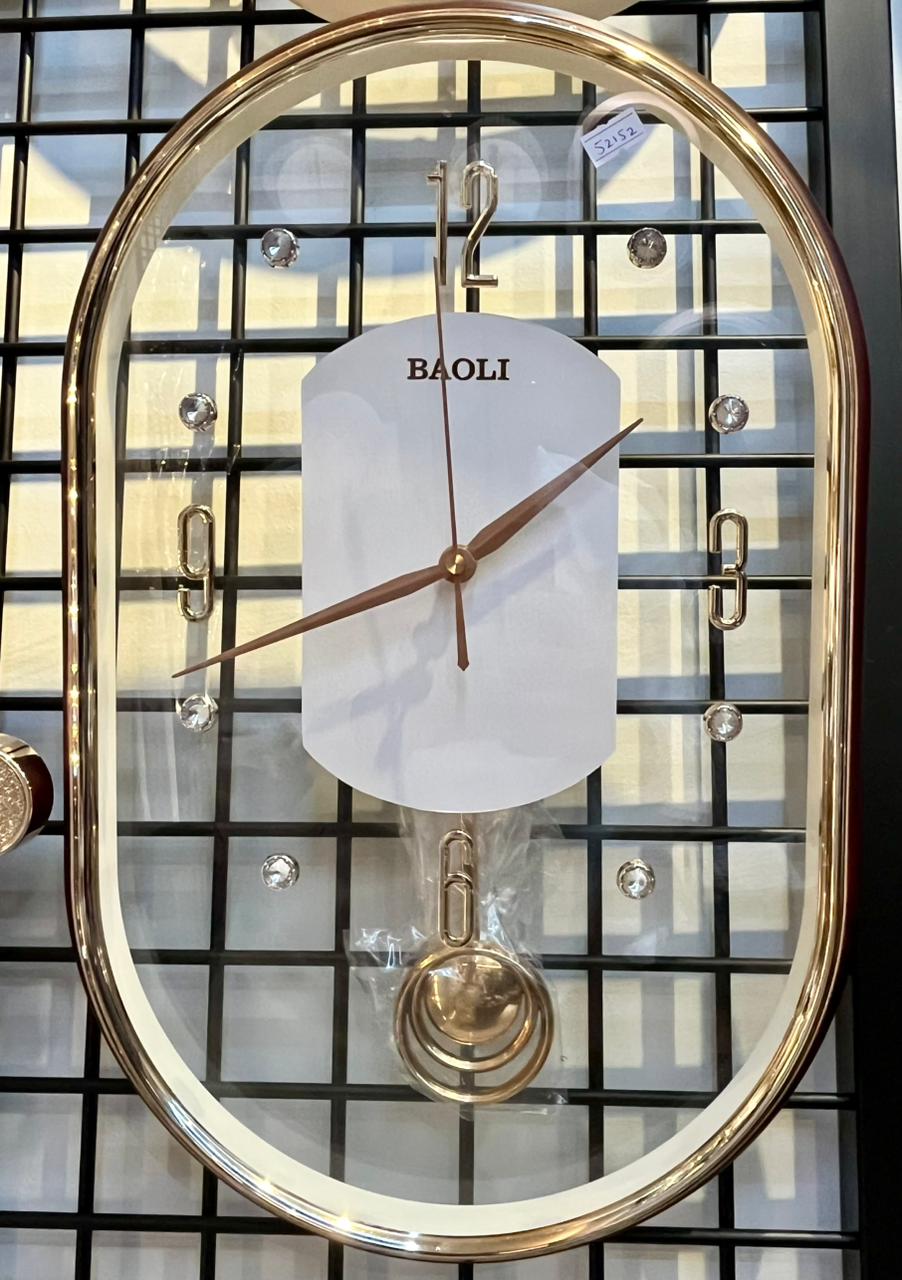 Category 12- Modern Oval Pendulum Wall Clock | Crystal Accented Dial