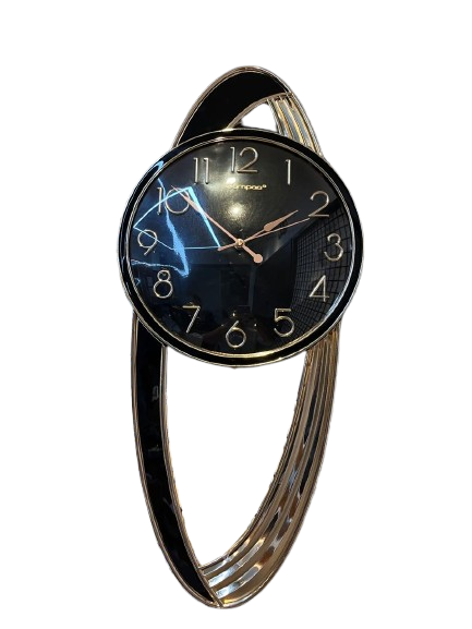 Category 4- Compas Modern Abstract Oval Pendulum-Style Wall Clock – Metallic Statement Decor