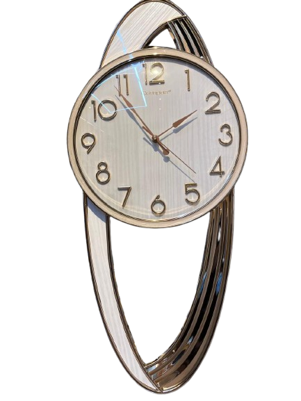 Category 4- Compas Modern Abstract Oval Pendulum-Style Wall Clock – Metallic Statement Decor
