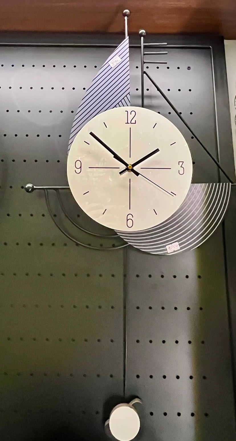 Category 8- Modern Sailboat Abstract Metal Wall Clock with Pendulum