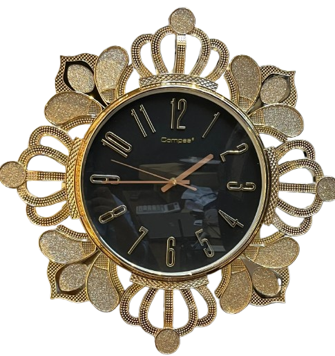 Category 6 - Compas Royal Crown Luxury Quartz Wall Clock – Gold Filigree Statement Decor