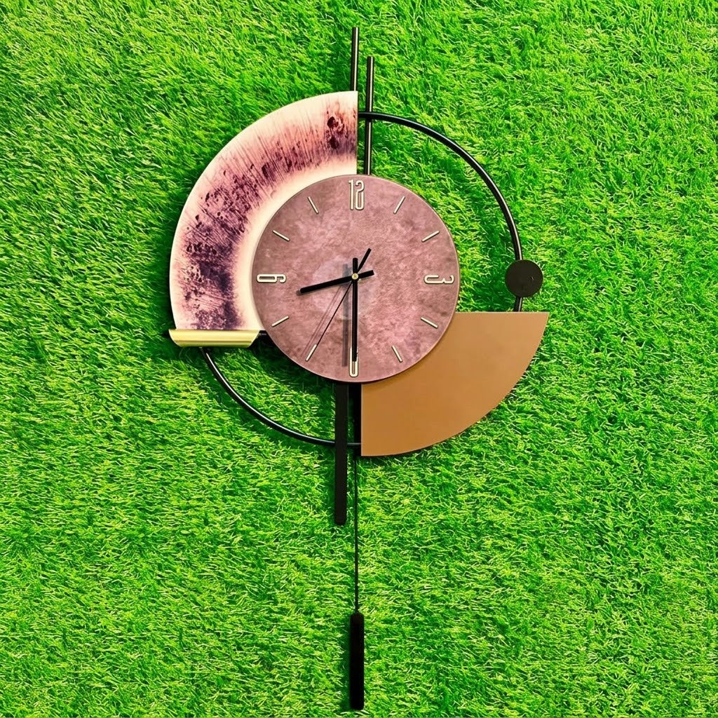 Contemporary Arch & Circle Metallic Wall Art Clock
