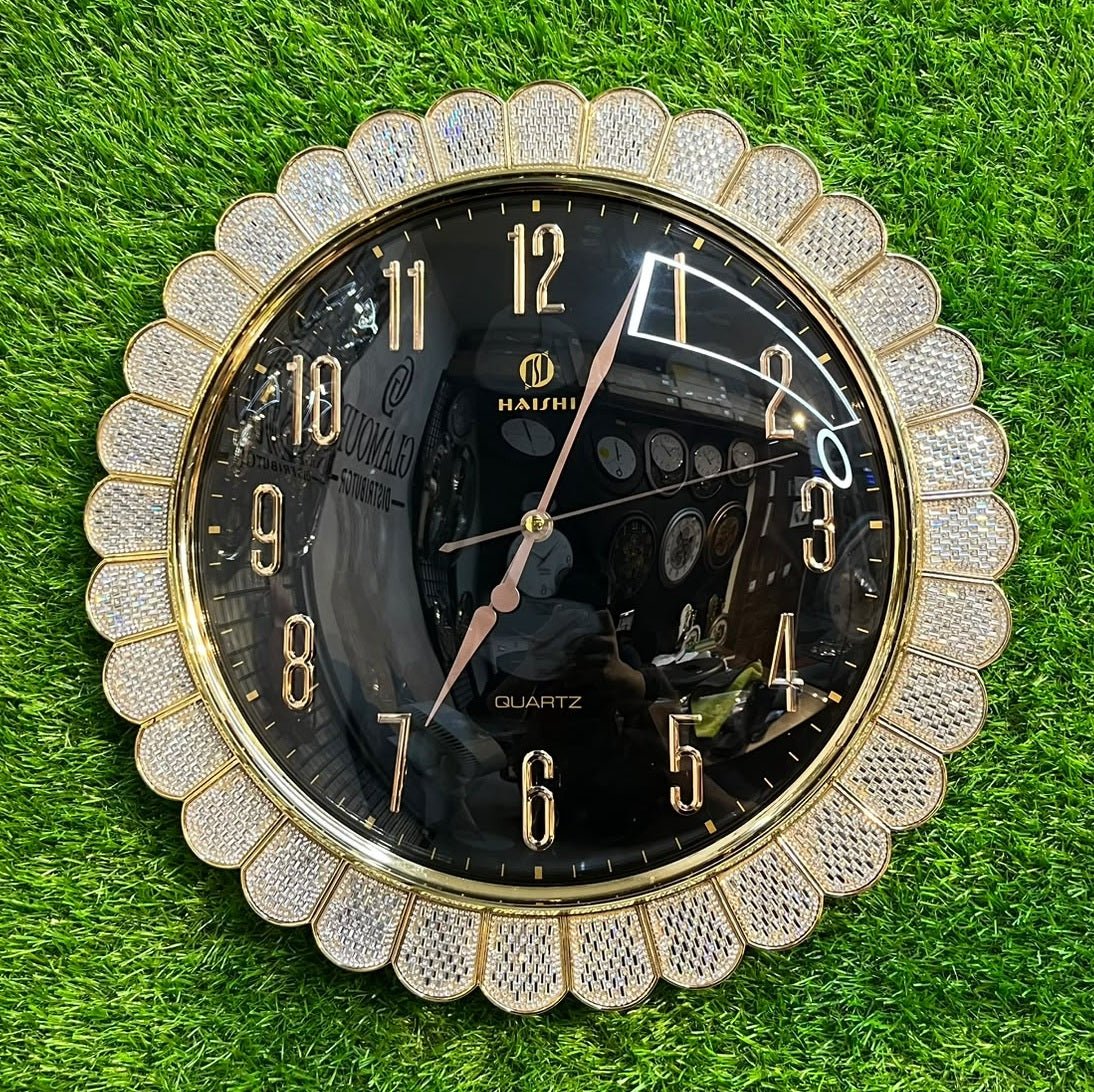 Luxurious Crystal Sunburst Quartz Wall Clock – 16" Elegant Decor