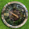 Luxurious Chrome Skeleton Wall Clock with Visible Moving Gears