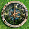 Luxurious Chrome Skeleton Wall Clock with Visible Moving Gears