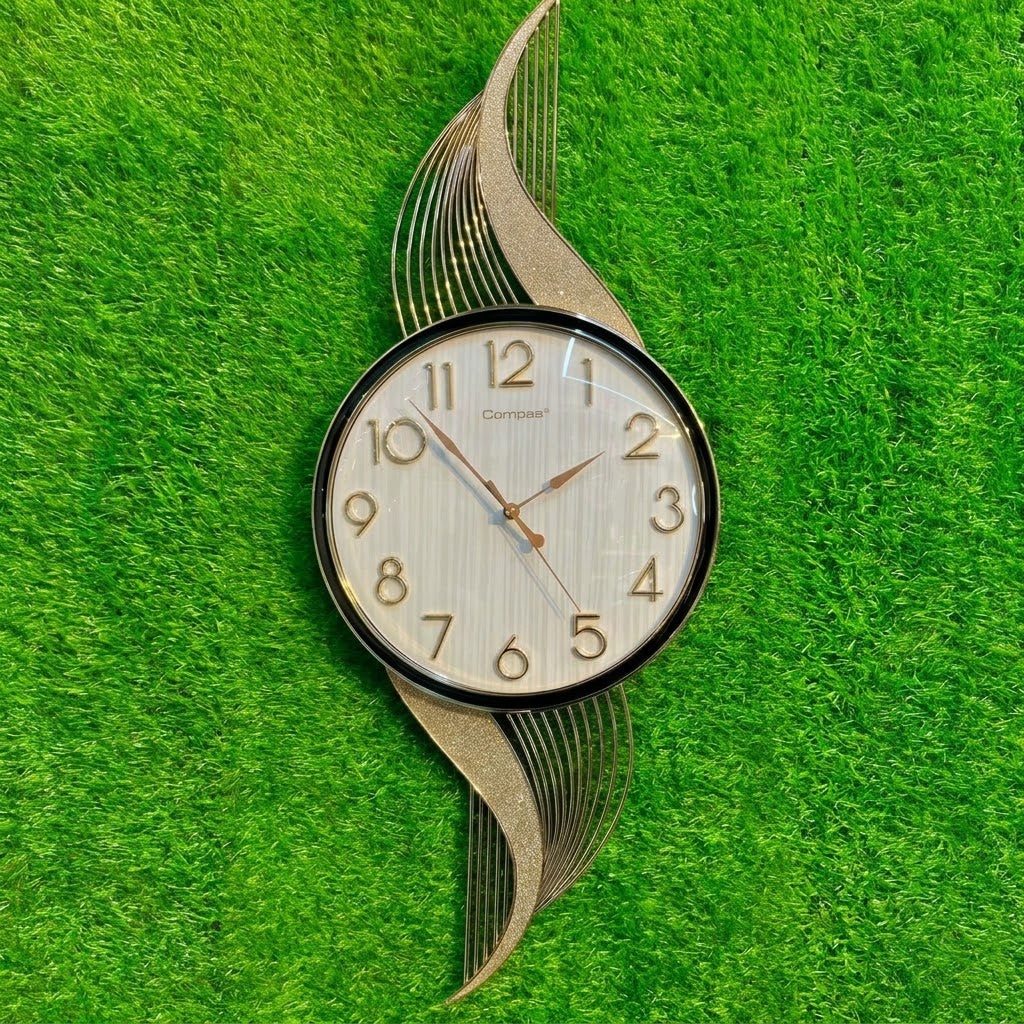 Luxury Modern Abstract Wave Metallic Wall Clock