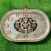 Luxury Oval Steampunk Gear Wall Clock – Gold Metallic Frame with Exposed Mechanics