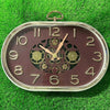 Luxury Oval Steampunk Gear Wall Clock – Gold Metallic Frame with Exposed Mechanics